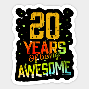 20th Anniversary Gift Vintage Retro 20 Years Of Being Awesome Gifts Funny 20 Years Birthday Men Women Sticker